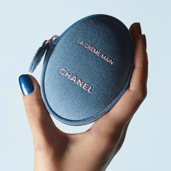 CHANEL Other - CHANEL La Crème Main Hand Lotion Denim Pouch